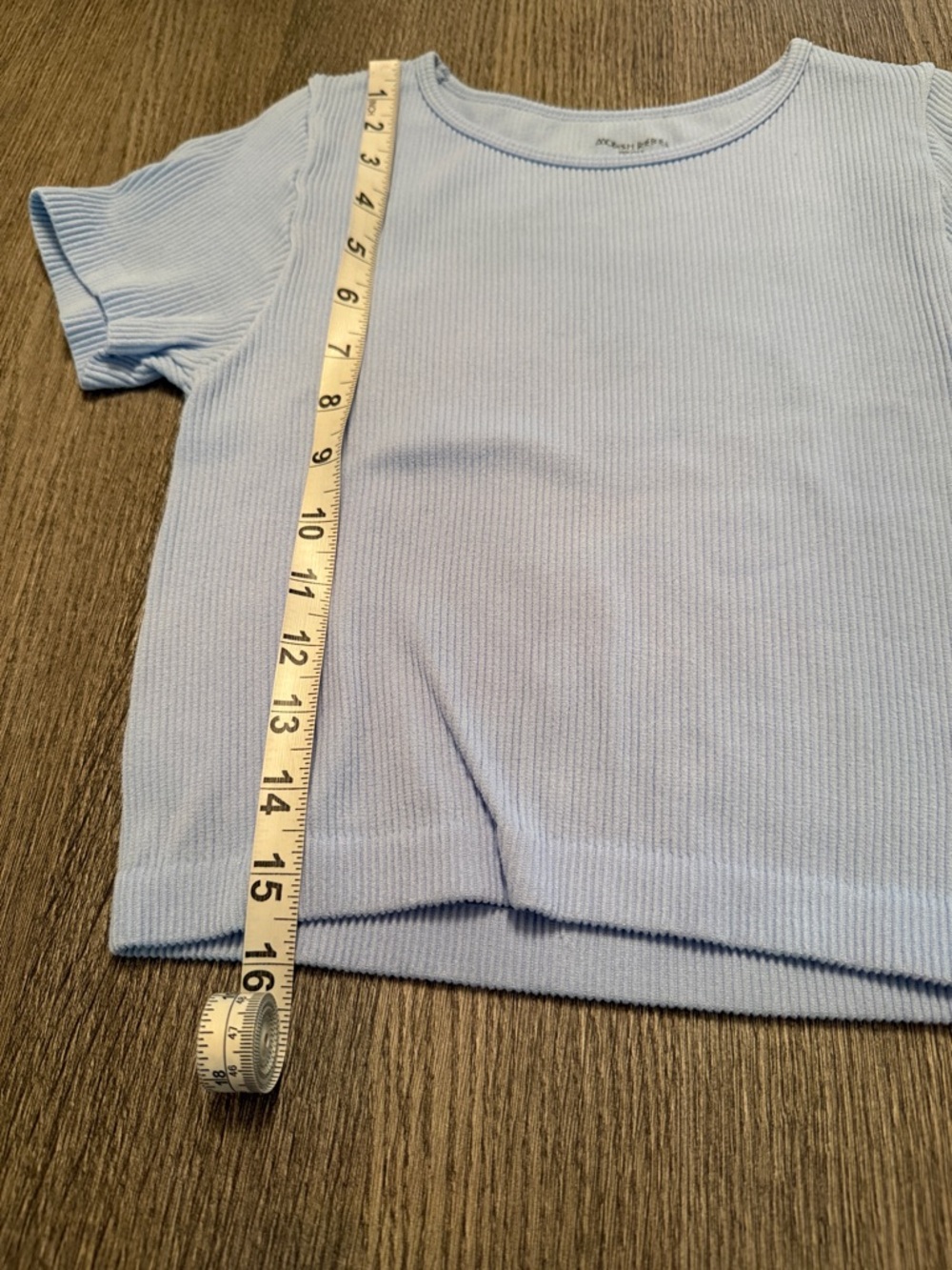Kids Light Blue Ribbed Short Sleeve Tee - Picture 5 of 5